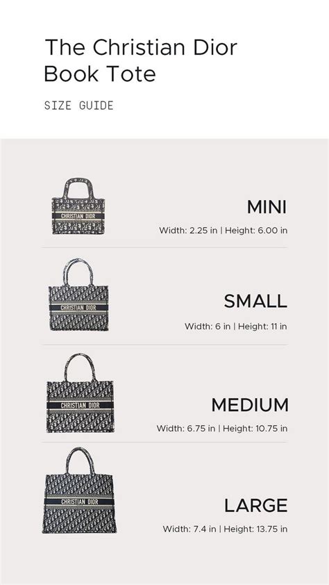 christian dior book tote sizes